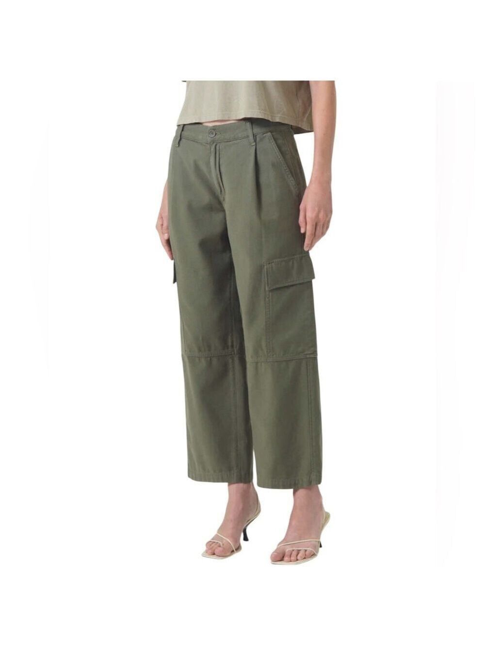 AGOLDE JERICHO CARGO PANTS FATIGUE Wide Leg Cargo Front Pleats & pockets sz 34